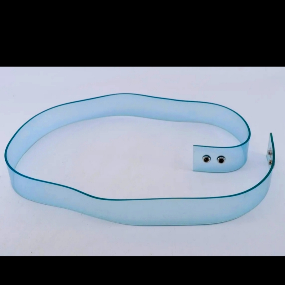 Chanel Light Blue Rubber Large Belt Two Snaps - Picture 6 of 9